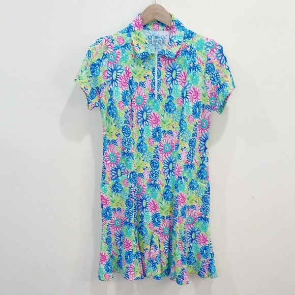 Ibkul LILLI Print Godet Dress Hot Pink/Multi Beach/Pool/Tennis/Golf Dress, S - Picture 11 of 12